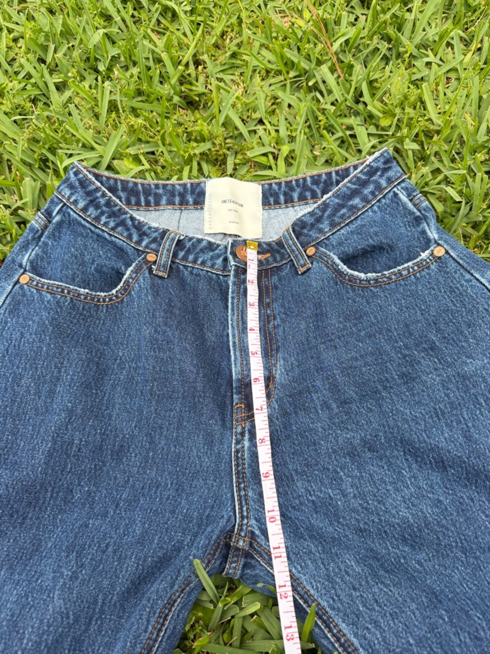 One Teaspoon Barrel Jeans Curved Leg Mid Rise Blue Denim Size 26 Worn Once - Picture 6 of 12